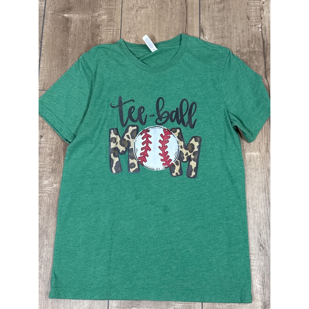 Bella Canvas Tee Ball Mom Baseball Leopard Print Graphic T Shirt Women Medium